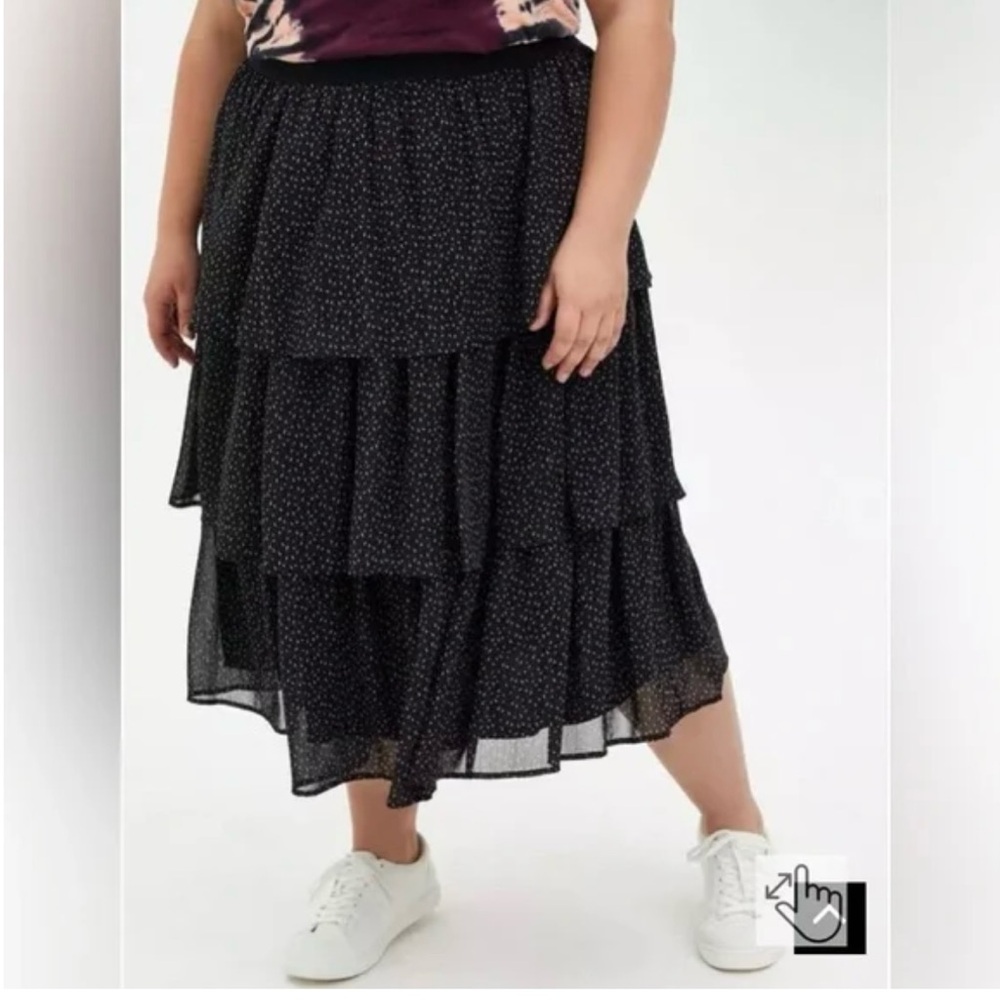 Torrid Black Tiered Midi Skirt